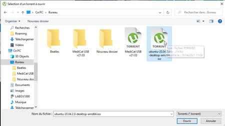 Explorateur de fichiers Windows avec uTorrent.